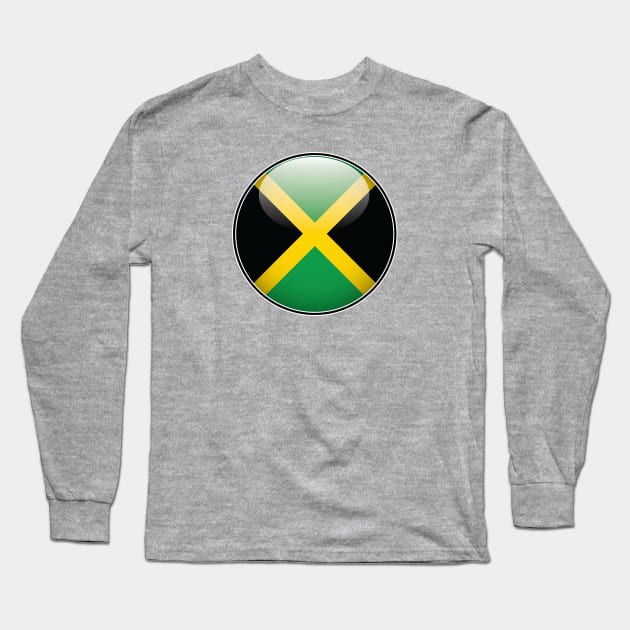 Jamaican National Flag Glossy Button Long Sleeve T-Shirt by IslandConcepts